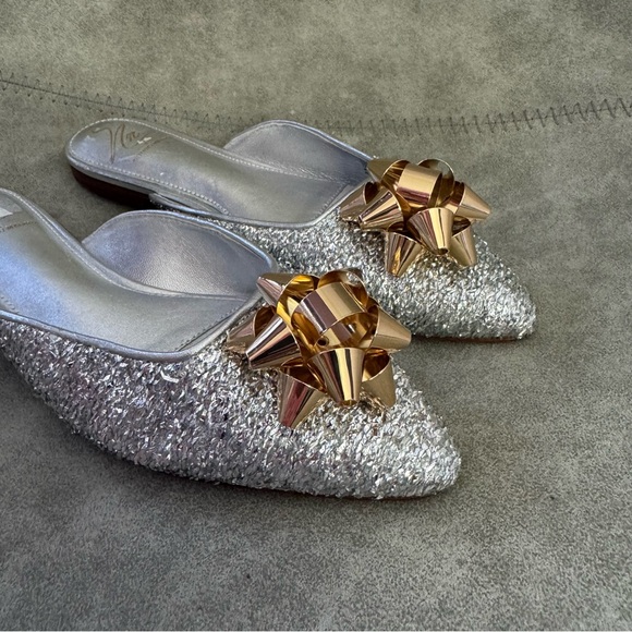 NWT Antonio Melani x The Nat Note Estrella Textured Ornamented Bow Dress Mules - Picture 12 of 14